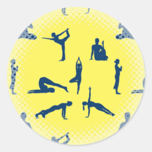 Sticker Rond Poses de yoga