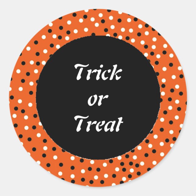 Sticker Rond Posez un point Orange Blk&White Sticker-Trick ou t (Devant)