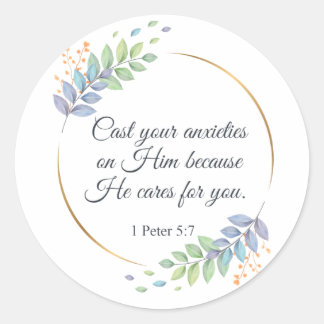 Sticker Rond Posez vos angoisses sur Lui 1 Pierre 5:7