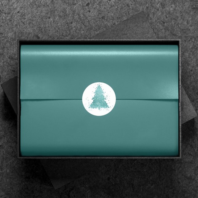 Sticker Rond Posh Joyeux Noël | Glam Rose Gold Blush Tree (Créateur téléchargé)