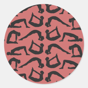 Sticker Rond Positions de yoga Silhouettes