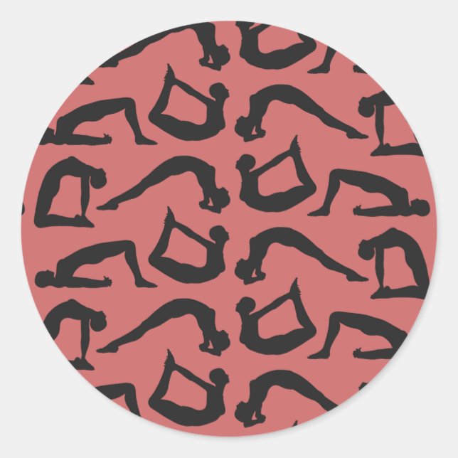 Sticker Rond Positions de yoga Silhouettes (Devant)