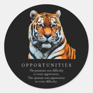 Sticker Rond Possibilités de motivation Citer Tigre