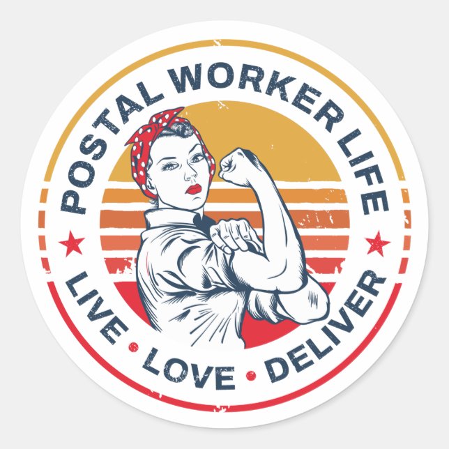 Sticker Rond Postal Worker Life Gag Poste Coworker (Devant)