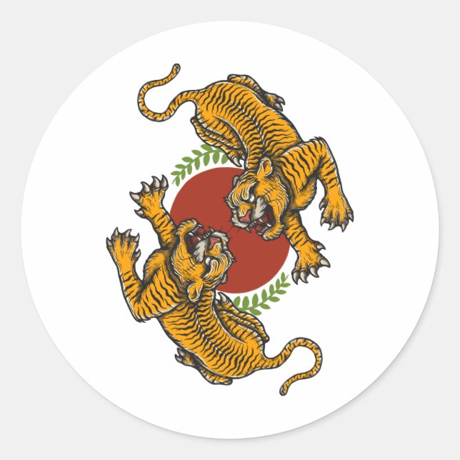 Sticker Rond Poster Camiseta Tiger combat (Devant)