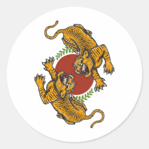 Sticker Rond Poster Camiseta Tiger combat