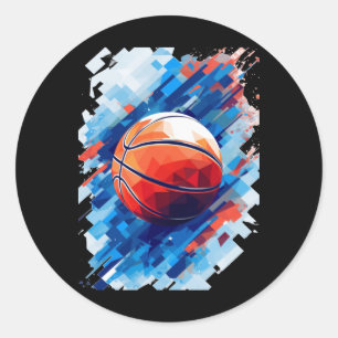Sticker Rond Poster d'art de basket-ball Graphique 1