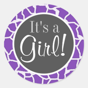 Sticker Rond Poster de animal de girafe violet