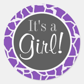 Sticker Rond Poster de animal de girafe violet