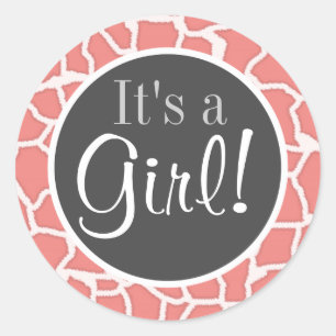 Sticker Rond Poster de animal de Giraffe de Corail clair