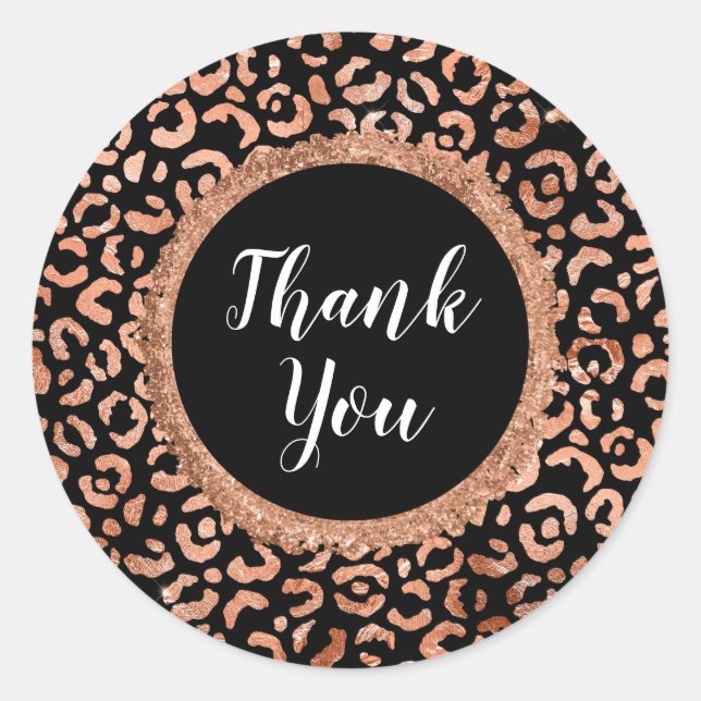 Sticker Rond Poster de animal Léopard Black Chic (Devant)