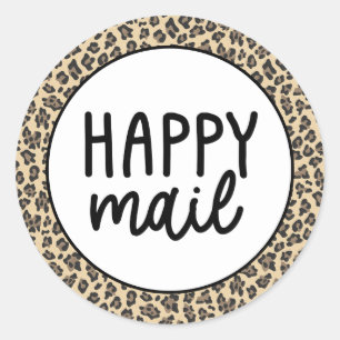 Sticker Rond Poster de animal Leopard Happy Mail