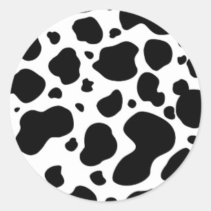 Sticker Rond Poster de animal noir et blanc de motif de taches