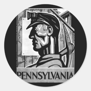 Sticker Rond Poster de charbon de Pennsylvanie WPA 1938
