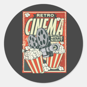 STICKER ROND POSTER DE CINÉMA RETRO