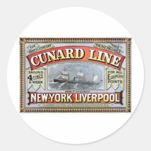 Sticker Rond Poster de Cunard Line New York Liverpool