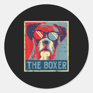 Sticker Rond Poster de la boîte Obama Animaux Vintages Chien de