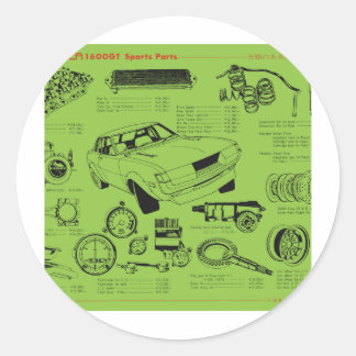 Sticker Rond Poster de pièces de Tosco TA22 Celica