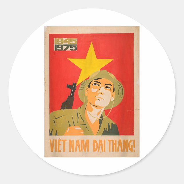 Sticker Rond Poster de propagande vietcone - Vietnam War Commun (Devant)