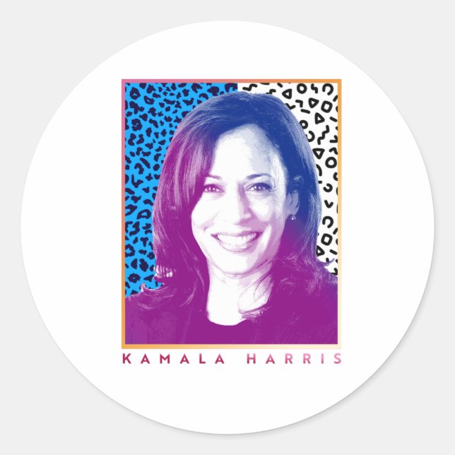 Sticker Rond Poster des années 80 - Kamala Harris (Devant)