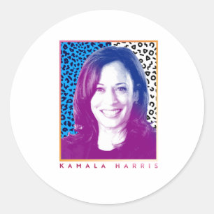 Sticker Rond Poster des années 80 - Kamala Harris