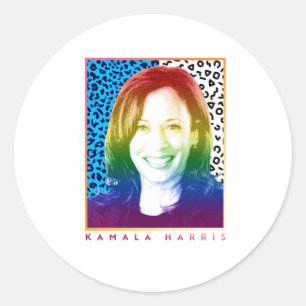 Sticker Rond Poster des années 80 - Pride Kamala Harris