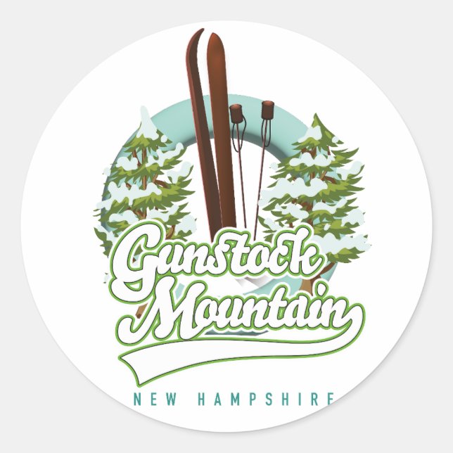 Sticker Rond Poster du ski de Gunstock Mountain New Hampshire (Devant)