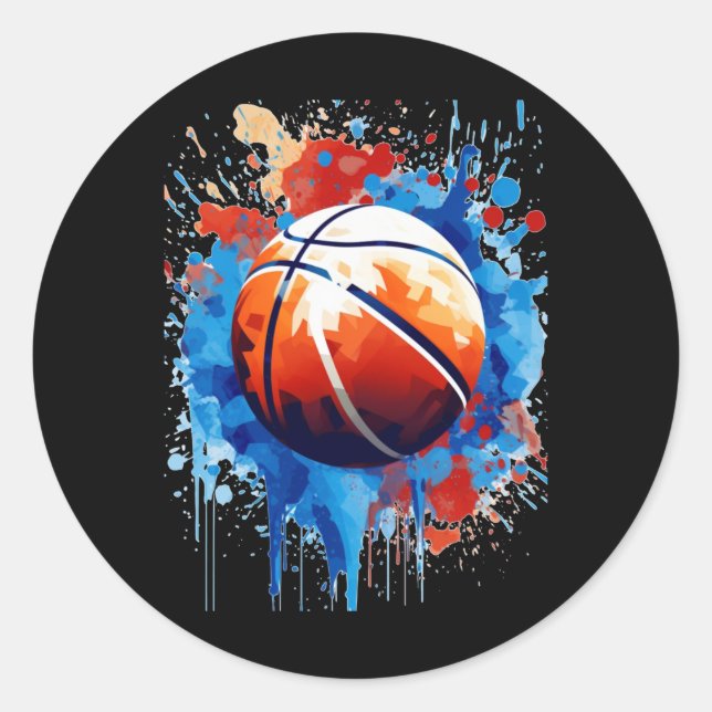 Sticker Rond Poster graphique de l'affiche de basket-ball (Devant)