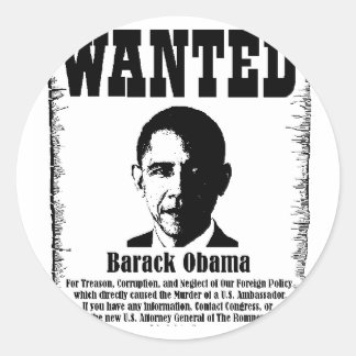 Sticker Rond Poster Recherché de Barack Obama