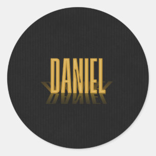 Sticker Rond Poster Retro Personnalisé Daniel Gold