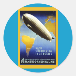 Sticker Rond Poster vintage d'un Dirigible