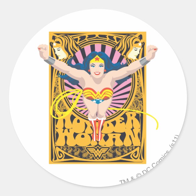 Sticker Rond Poster Wonder Woman (Devant)