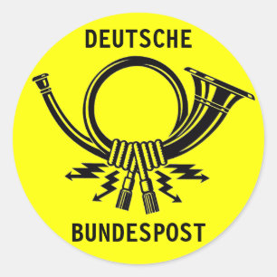 Sticker Rond Posthorn DEUTSCHE BUNDESPOST yellow#2