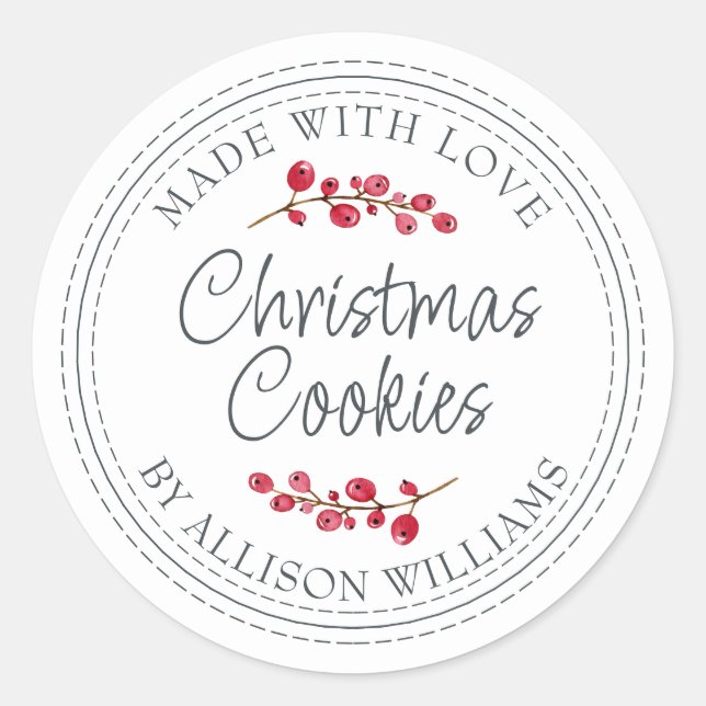 Sticker Rond Pot à biscuits de Noël faits maison  (Devant)