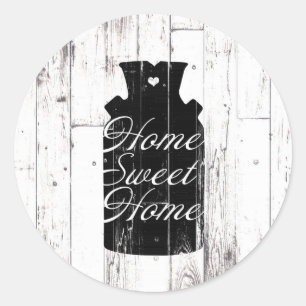Sticker Rond Pot à lait en bois blanc rustique de ferme Maison 