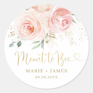 Sticker Rond Pot à miel Chic Blush Rose Floral Prévu pour être 