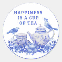 Pot à thé floral bleu et blanc avec oiseaux Classi