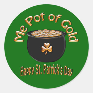 Sticker Rond Pot d’or pour la Saint Patrick’s Day