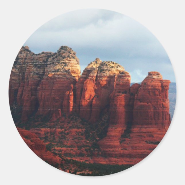 Sticker Rond Pot de café nuageux Rock à Sedona Arizona (Devant)