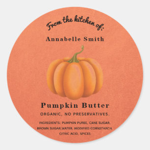 Sticker Rond Pot de citrouille épicée orange automne personnali