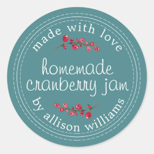 Sticker Rond Pot de confiture de cranberry fait maison pour Noë