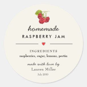 Sticker Rond Pot de confiture de framboise fait maison moderne
