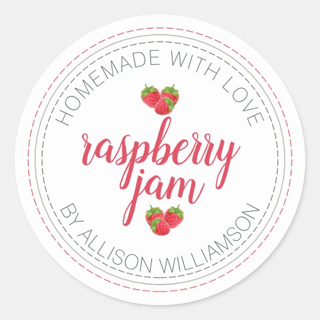 Sticker Rond Pot de Confiture de Framboise Maison Rustique Boca (Devant)
