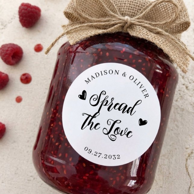 Sticker Rond Pot de confiture de mariage Spread the Love Jam (Créateur téléchargé)