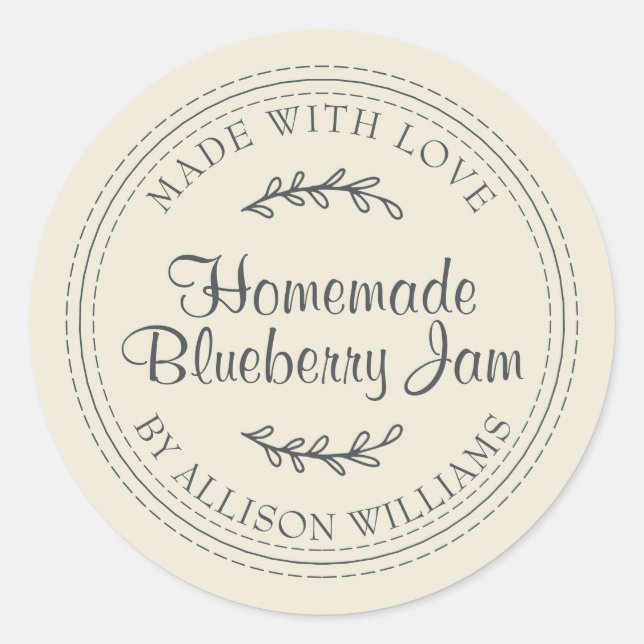 Sticker Rond Pot de Confiture de Myrtille Maison Rustique Antiq (Devant)