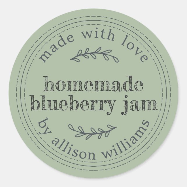 Sticker Rond Pot de confiture de myrtille maison rustique Can L (Devant)