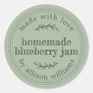 Sticker Rond Pot de confiture de myrtille maison rustique Can L