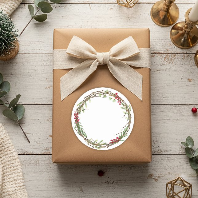 Sticker Rond Pot de confiture de Noël rustique fait maison (Créateur téléchargé)