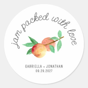 Sticker Rond Pot de confiture de pêche 'Rempli d'amour' pour ca