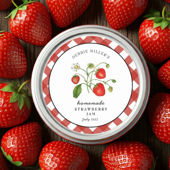 Sticker Rond Pot de confiture maison vintage fraise  (Créateur téléchargé)